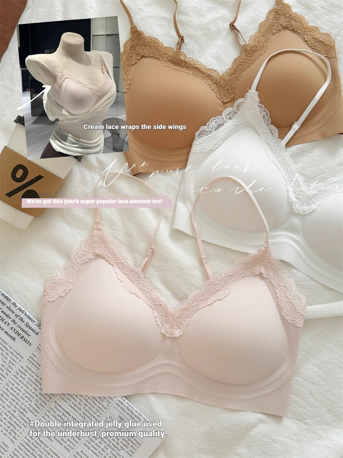 French Style Lace Bralette Fem - Bralette Wireless Soft ulasan dan harga