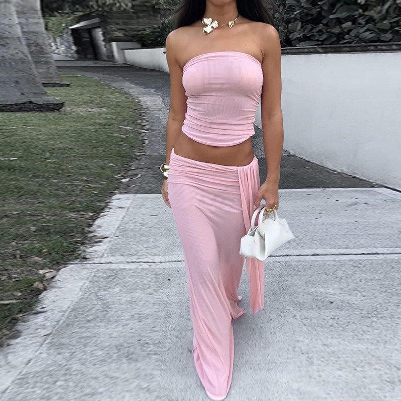 Tuularose Pink Long Dress 2-Pi - Strapless Bra Backless ulasan dan harga