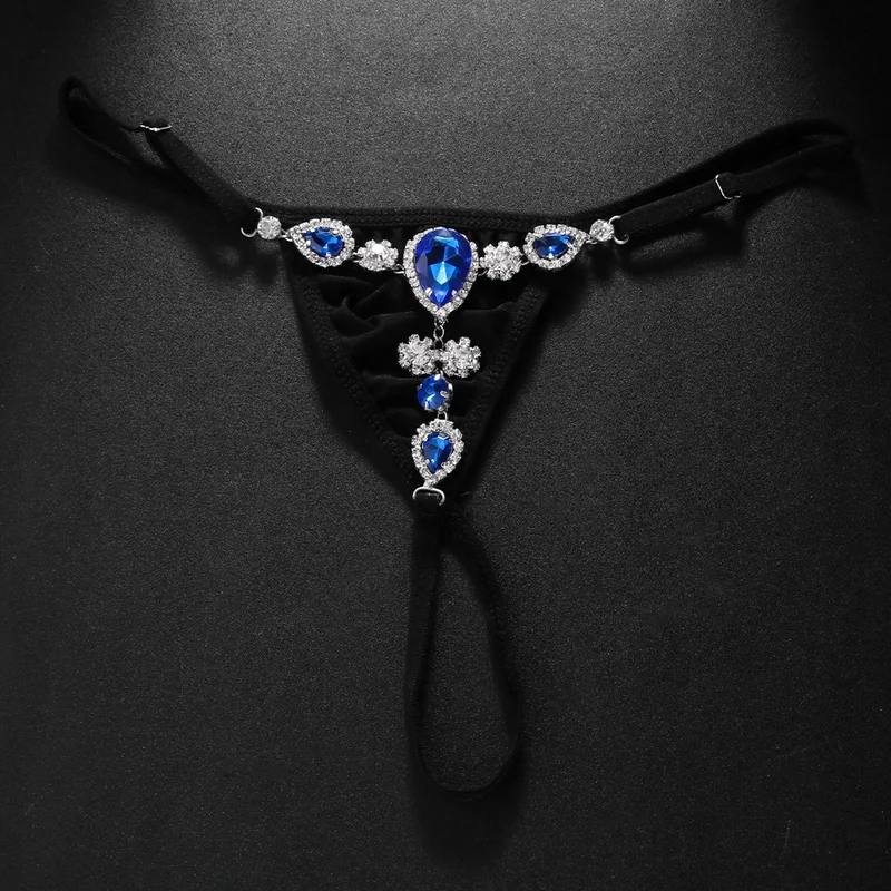 Fashion Blue Crystal Bikini Th - Thong Bikini Women ulasan dan harga