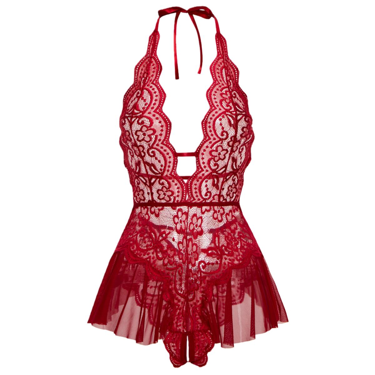 Erotic Crotchless Hot Lingerie - Lace Teddy Lingerie ulasan dan harga