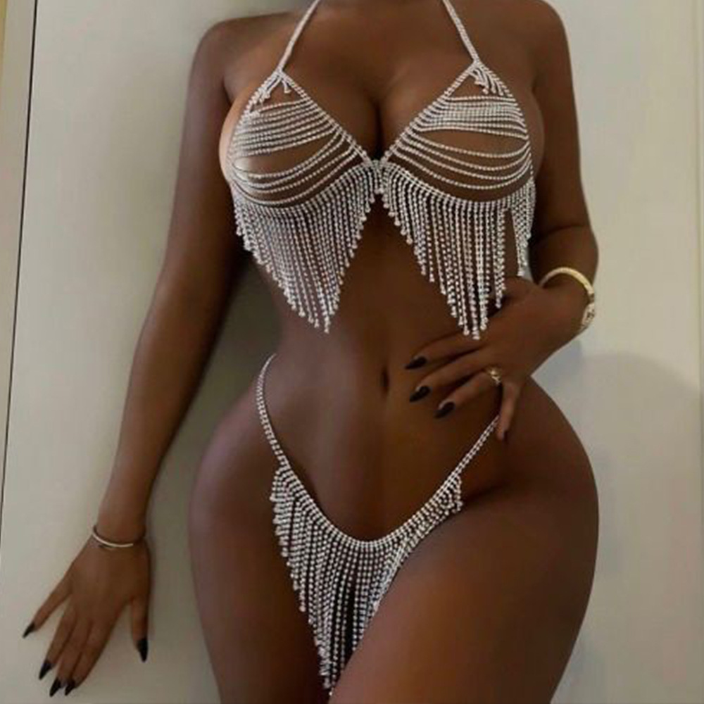 Stonefans New Tassel Crystal B - Thong Bikini Women ulasan dan harga