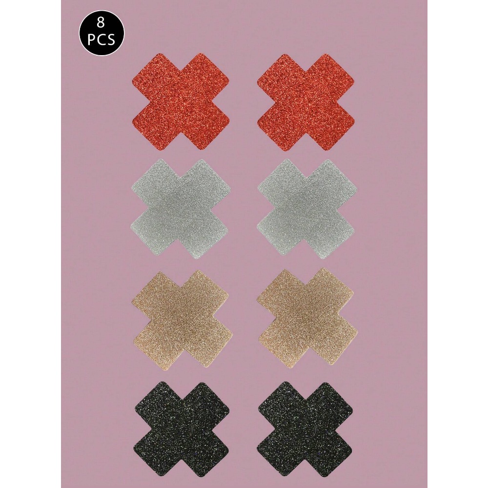 8pcs Glitter Cross Nipple Past - Nipple Cover Pasties ulasan dan harga