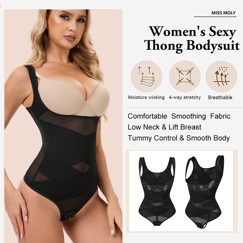 Mesh Thongs Bodysuit Shapewear - Shapewear Bodysuit Firm ulasan dan harga