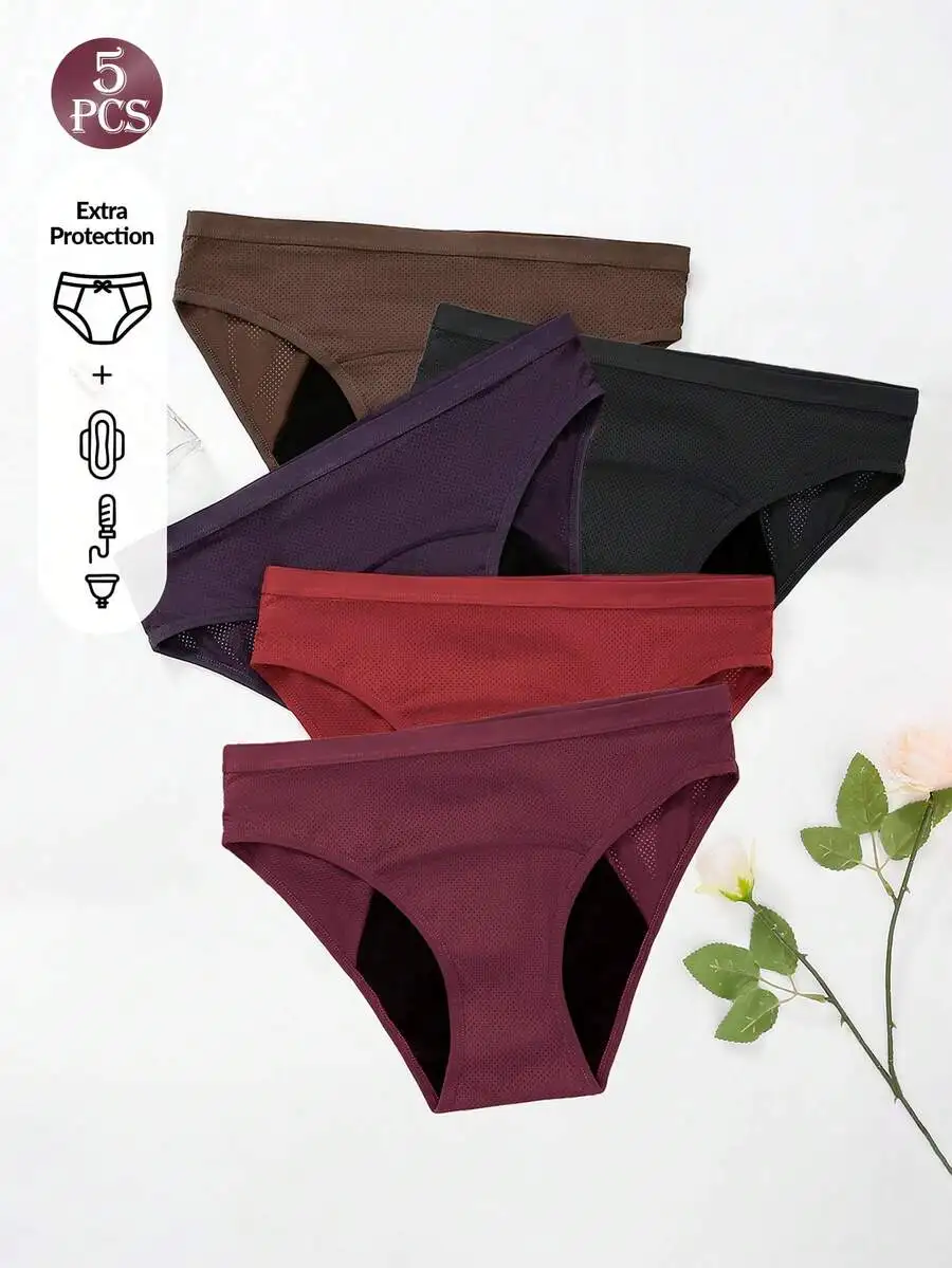 5 Pcs Women Solid Color Absorb - Period Panty Absorbent ulasan dan harga