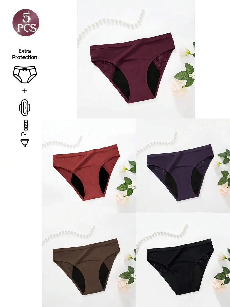 5 Pcs Women Solid Color Absorb - Period Panty Absorbent ulasan dan harga